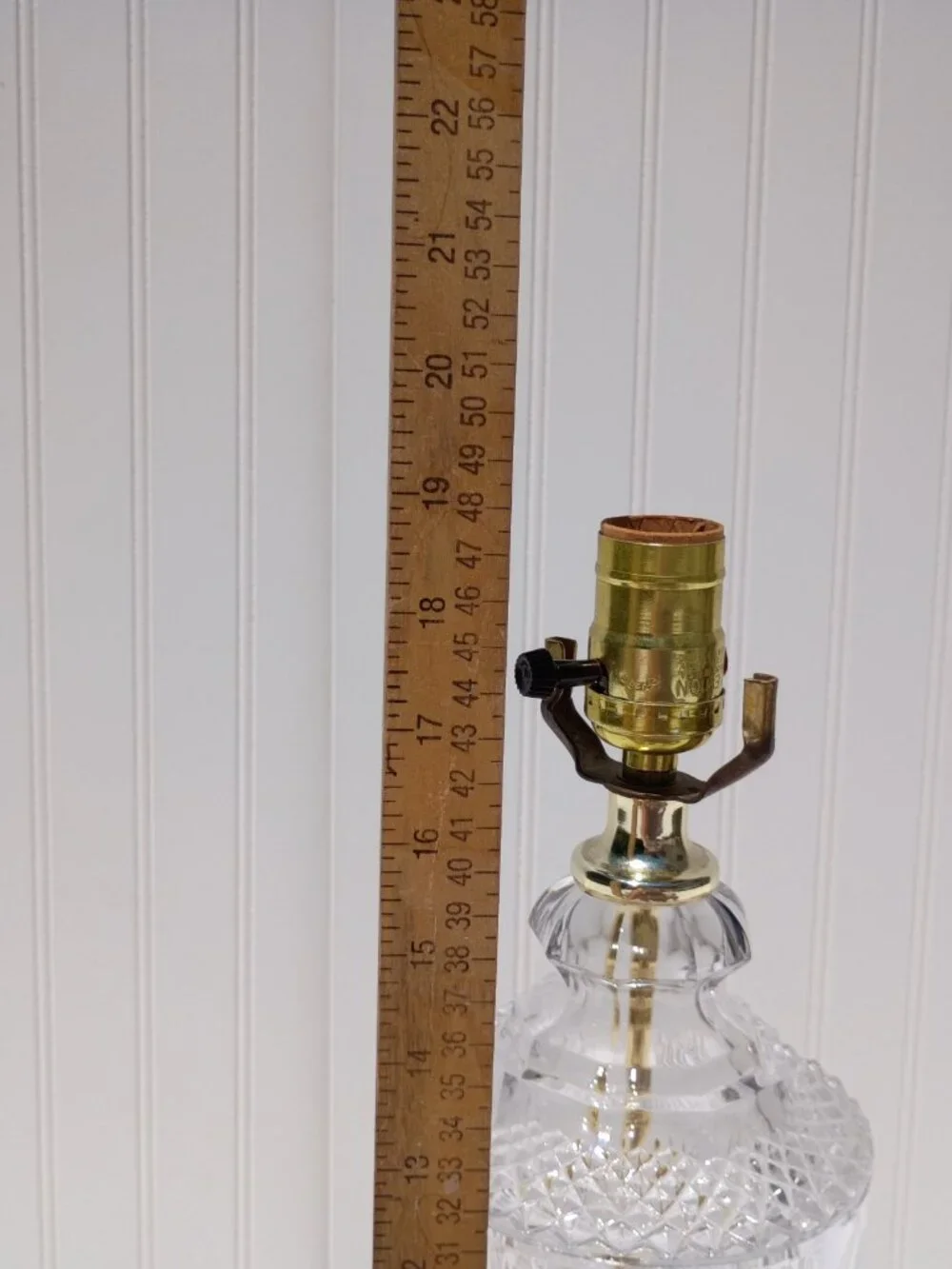 Vintage Cut Glass Table Lamp Brass Base Neoclassical Hollywood Regency Crystal